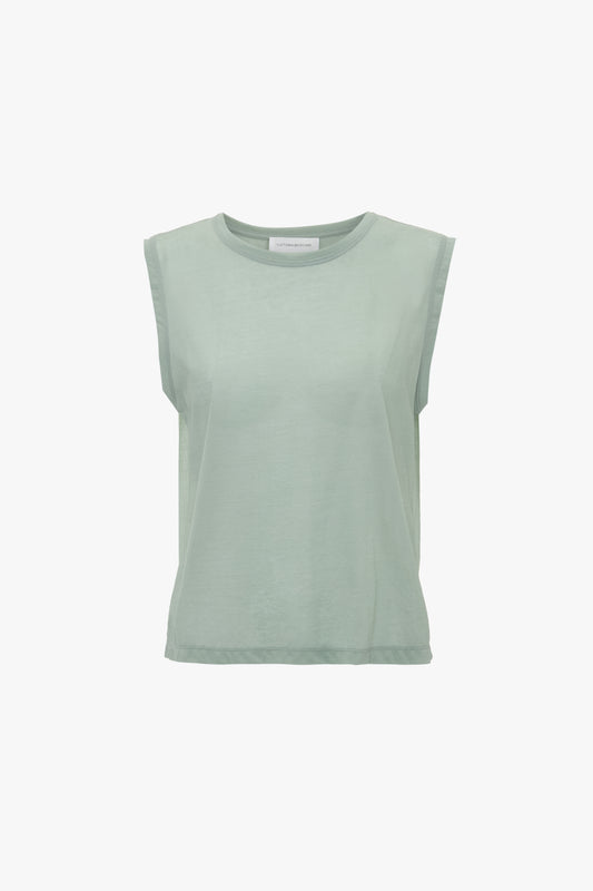 Cotton Crepe Tank In Wasabi