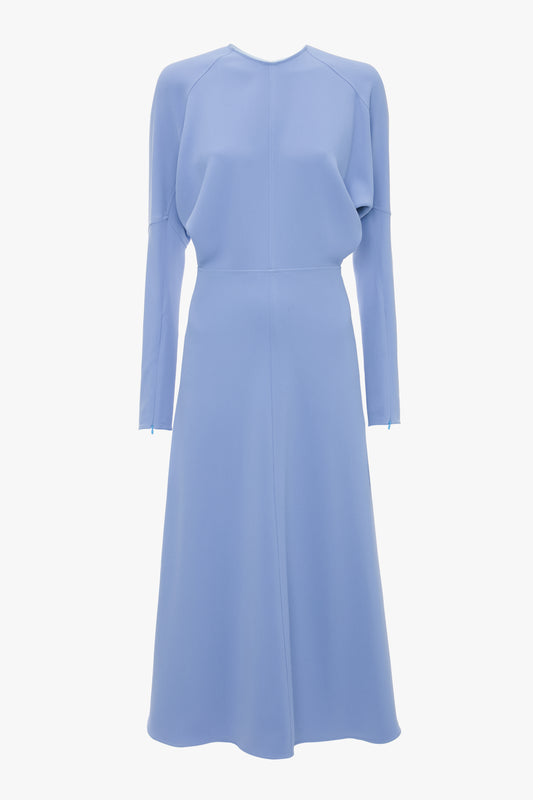 Long Sleeve Dolman Midi Dress In Bluebell