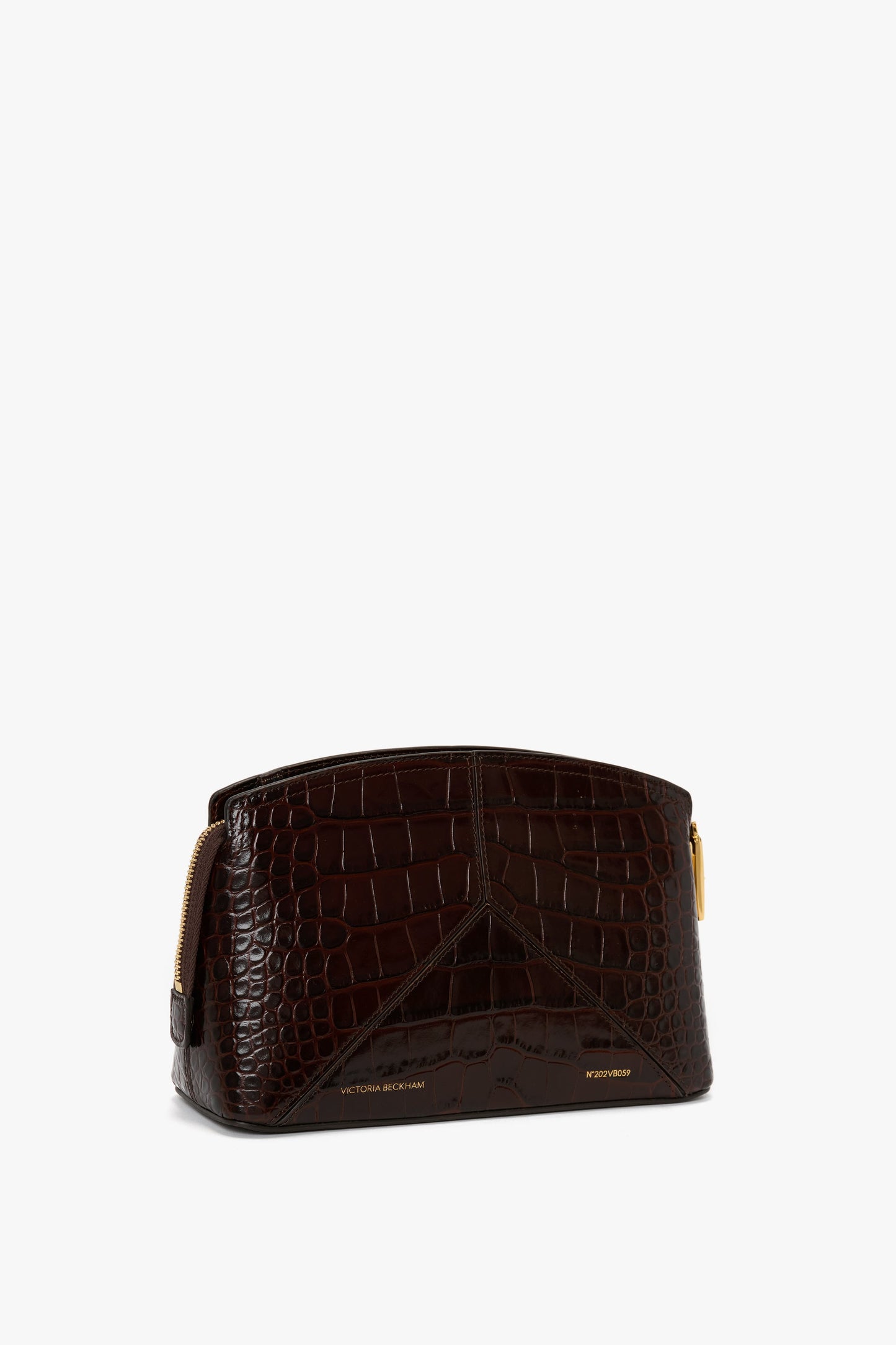 Victoria Crossbody Bag In Dark Brown Croc Embossed Leather