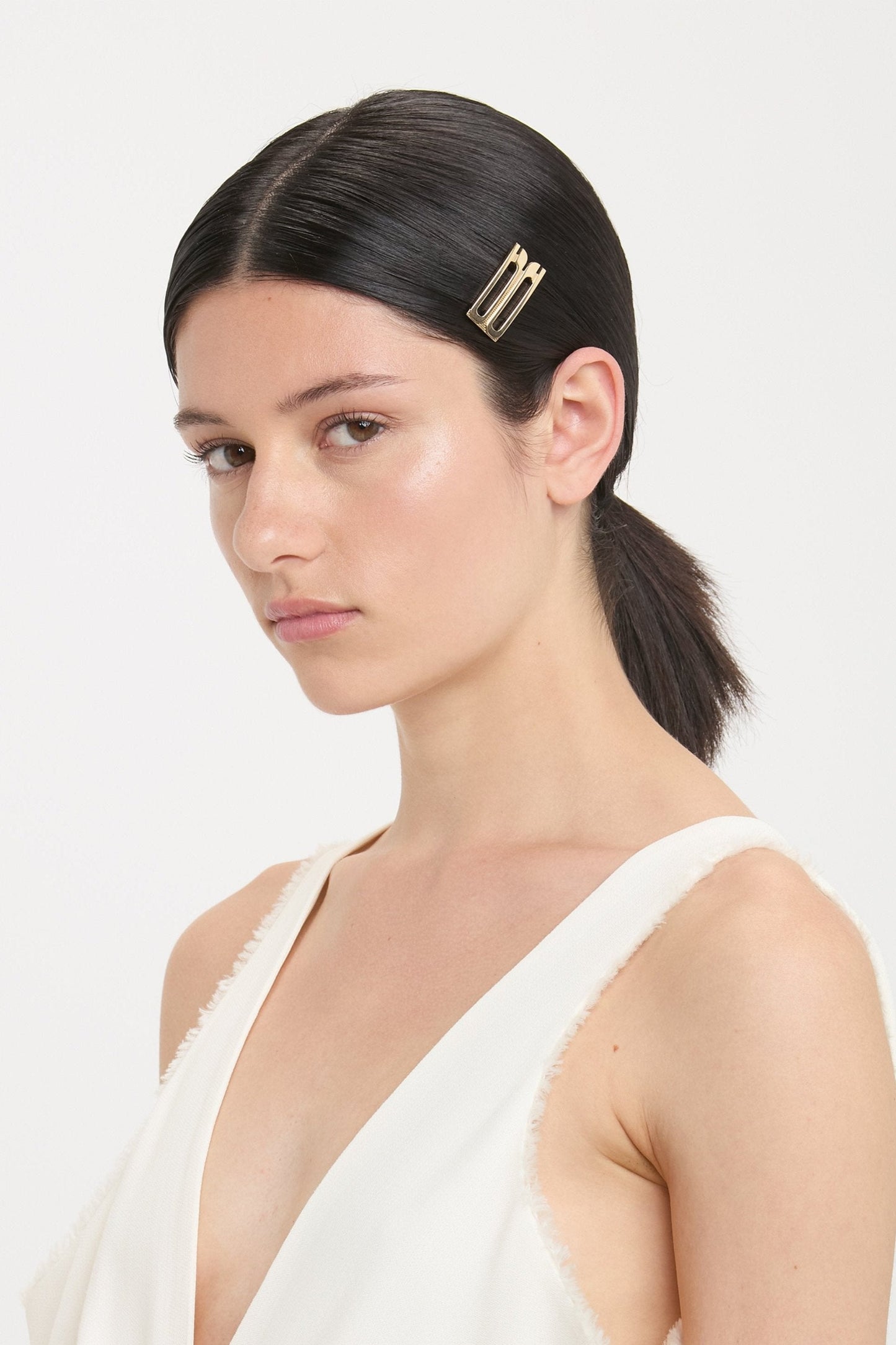 B Frame Hairclip In Light Gold