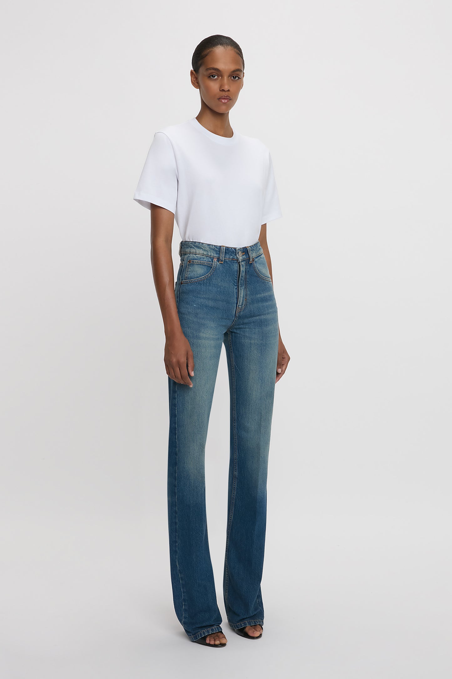 Julia High Waisted Jean In Mid Blue