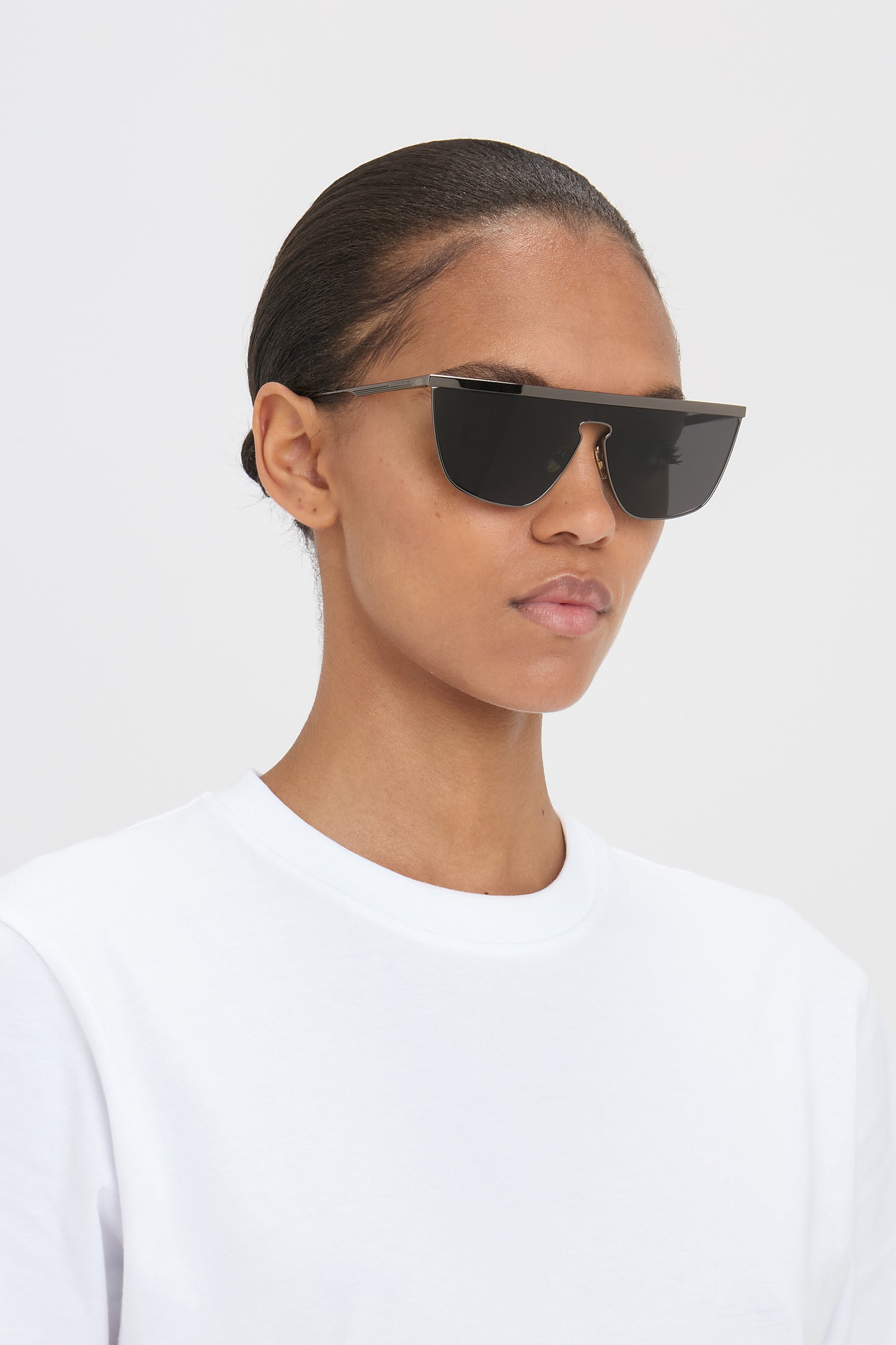 Geometric Visor Sunglasses In Dark Ruthenium-Grey