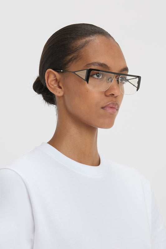 Flat Top Rectangular Opticals In Black