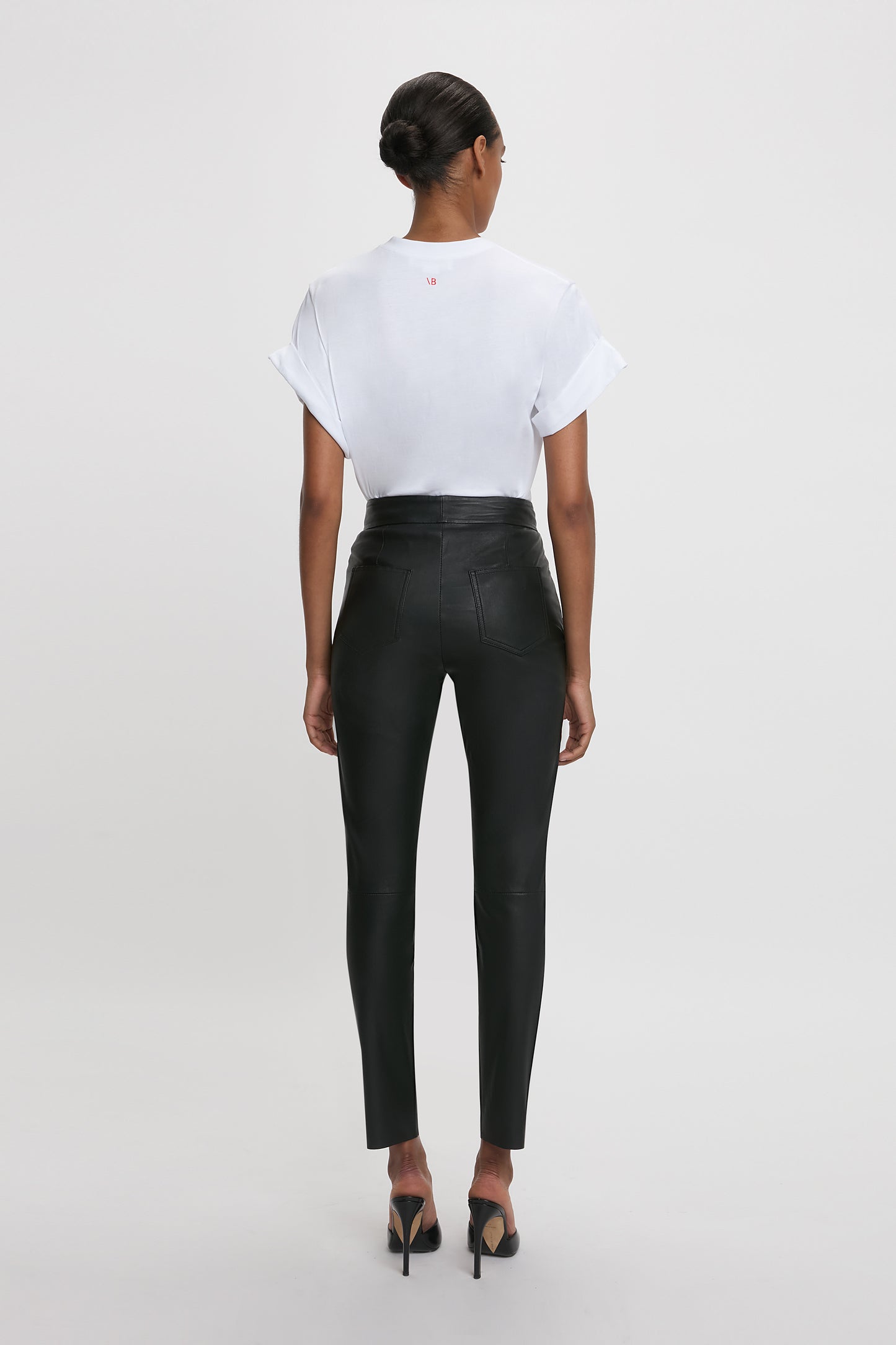 Slim Leather Trouser in Black