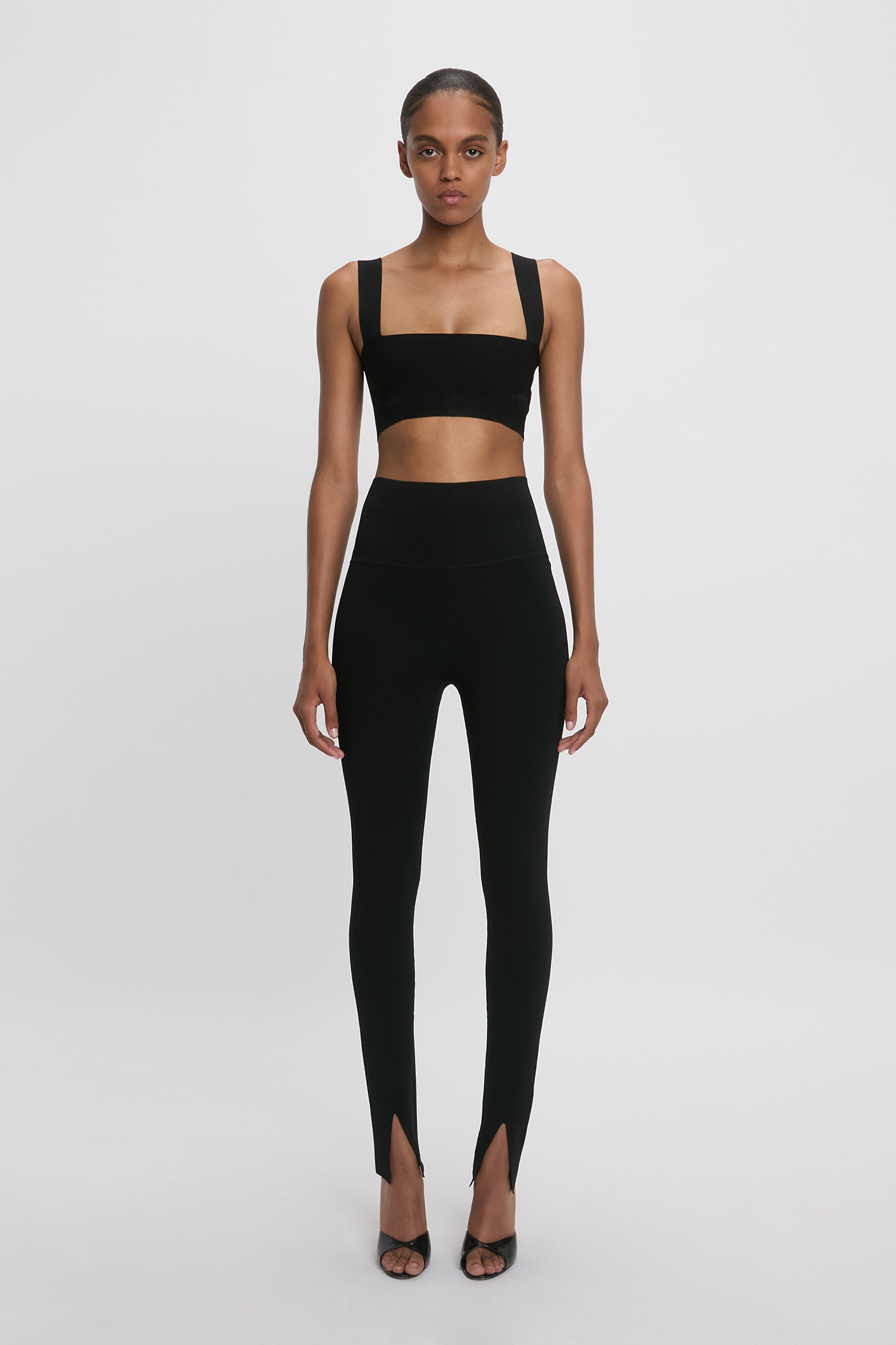 Yoga Pants Victoria Sport Leggings Split Front Leggings In Black