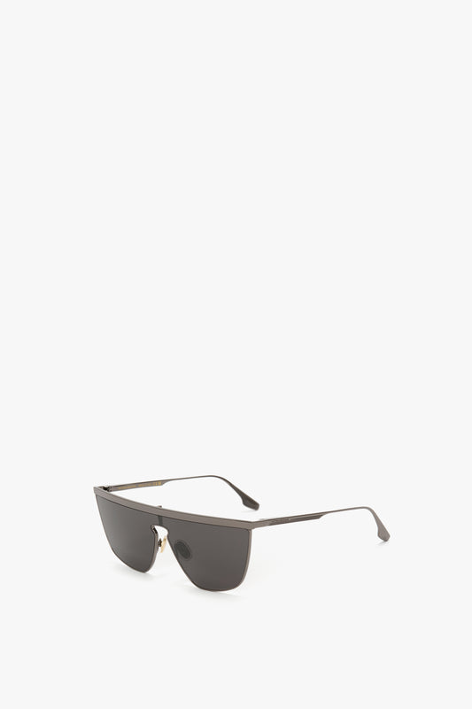 Geometric Visor Sunglasses In Dark Ruthenium-Grey