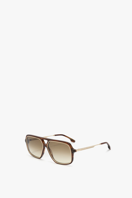 Double Bridge Aviator Sunglasses In Brown Horn