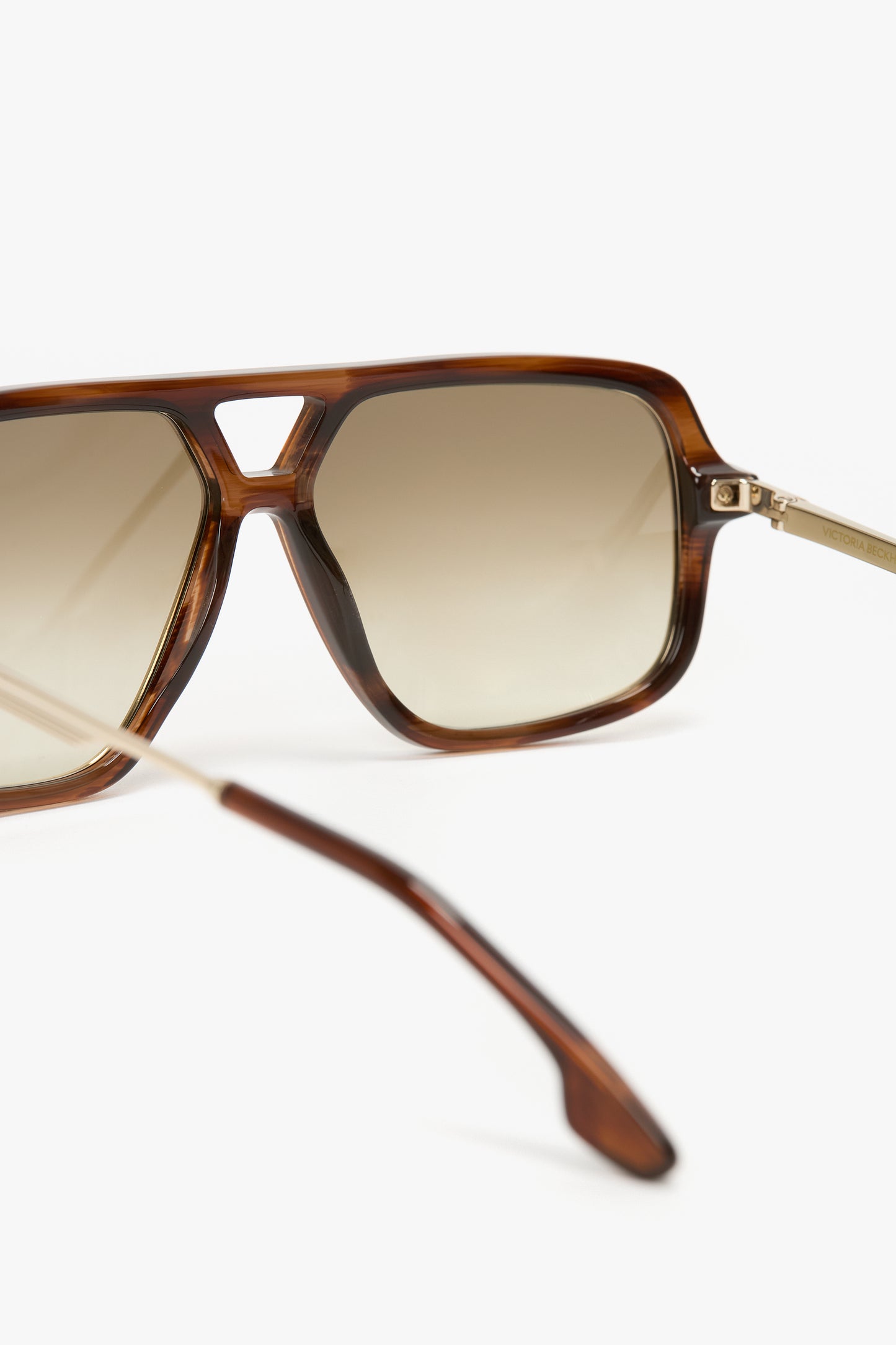 Double Bridge Aviator Sunglasses In Brown Horn