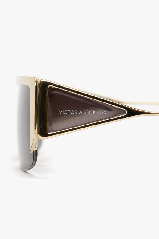 Flat Top Rectangular Sunglasses In Gold-Grey