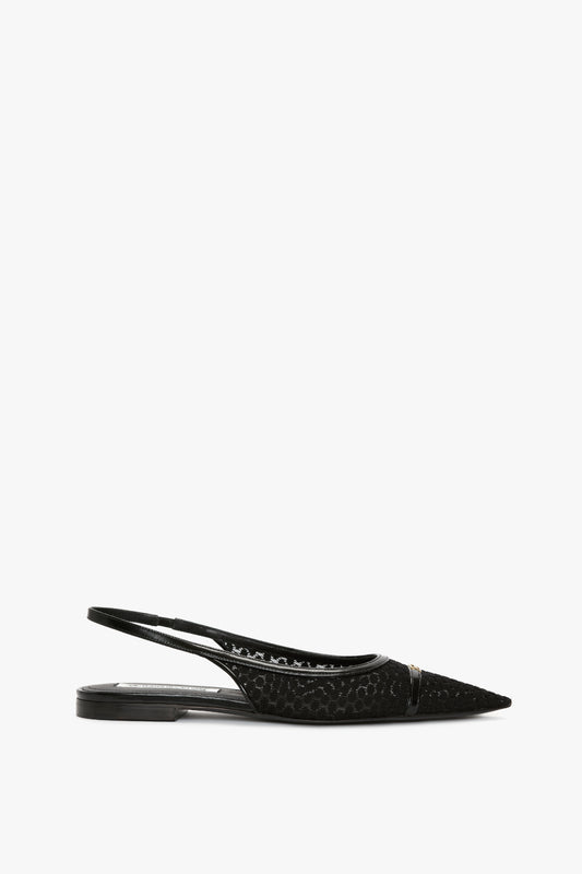 Flat Mesh Slingback Pump In Black