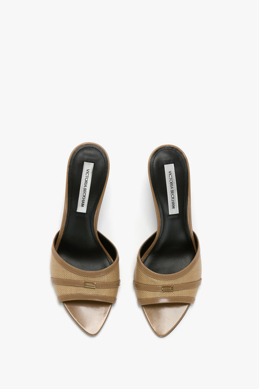 Rafia Open Toe Mule In Light Beige