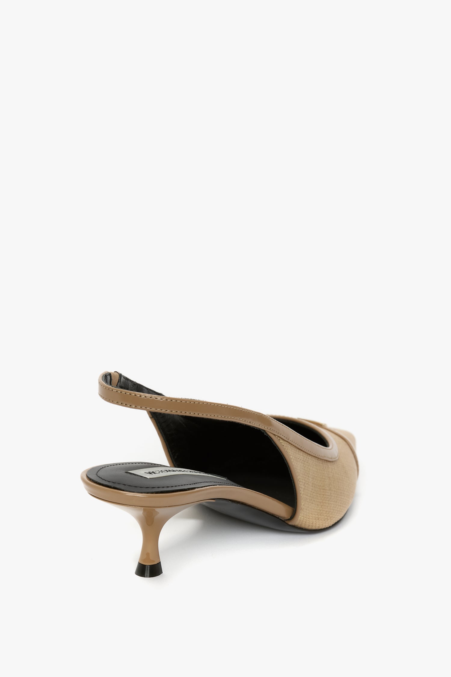 Rafia Slingback Kitten Heel In Light Beige – Victoria Beckham Inc