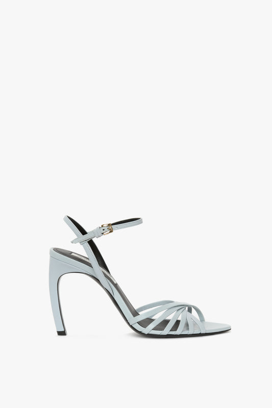 Open Toe Cage Sandal In Grey Leather