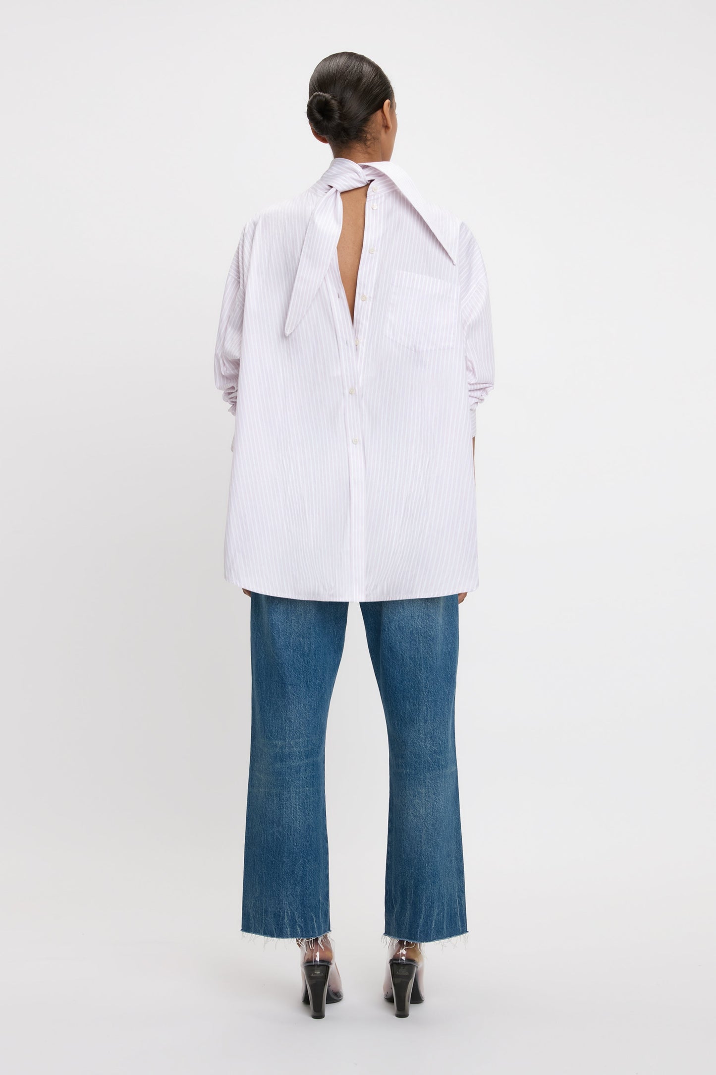 Tie-Neck Shirt In Lilac-Paprika