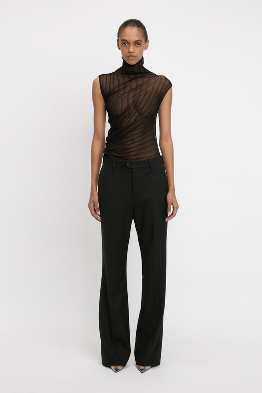 パンツ VICTORIA BECKHAM Women Straight Pants 1124WTR004763I BLACK B Wide Leg Trouser In Midnight – Victoria Beckham Inc