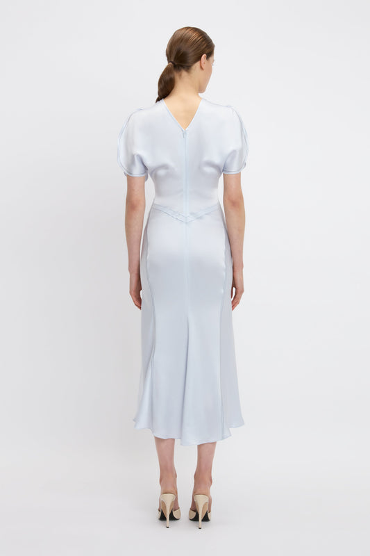オールインワン・サロペット Victoria Beckham Gathered Waist Floor-Length Dress Gathered Waist Midi Dress In Ice | Designer Dresses