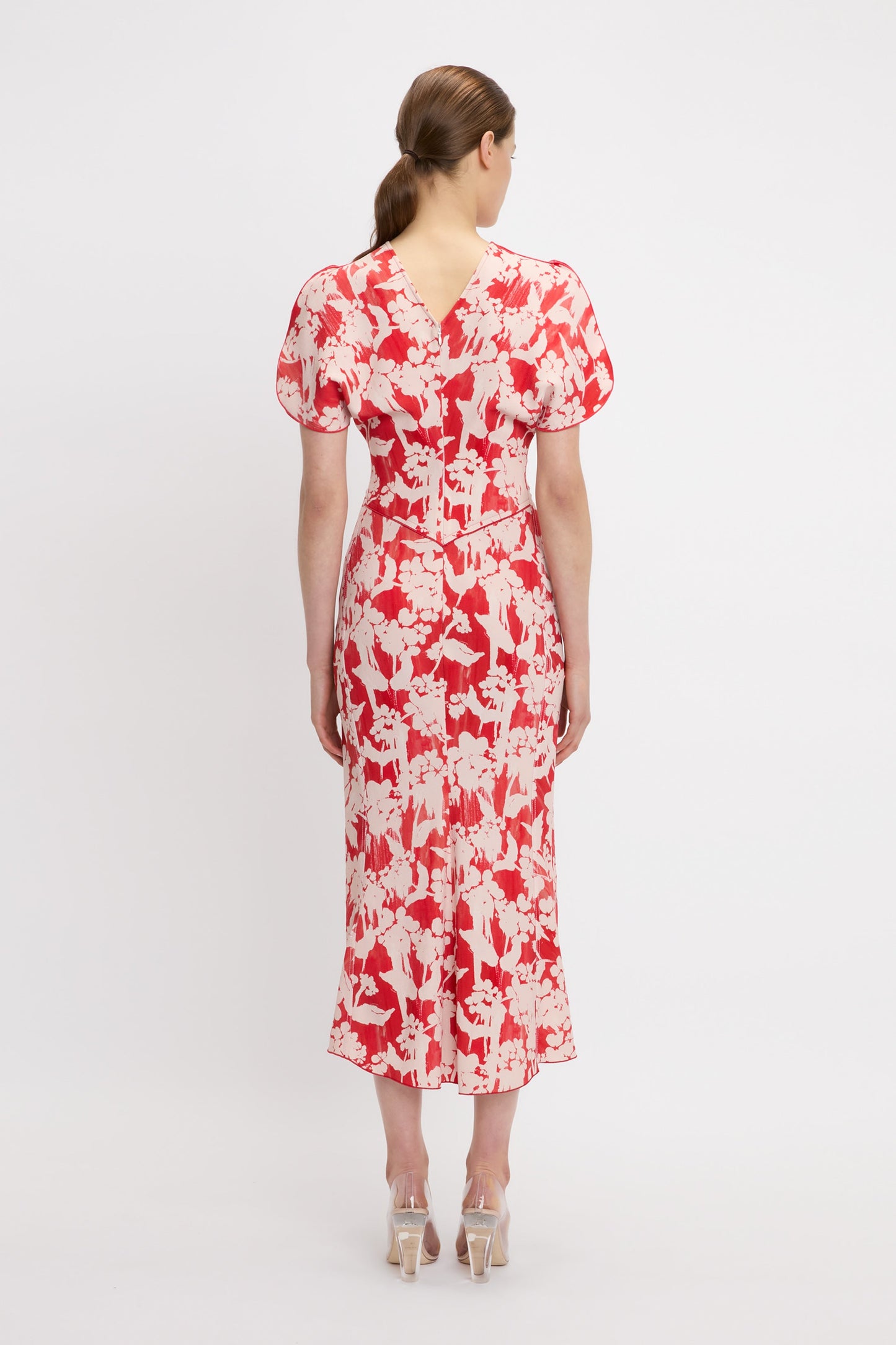 Gathered Waist Midi Dress In Chilli-Blush