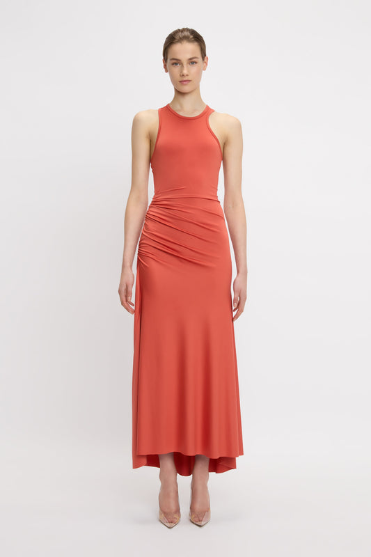 Asymmetric Tank Midi Dress In Paprika