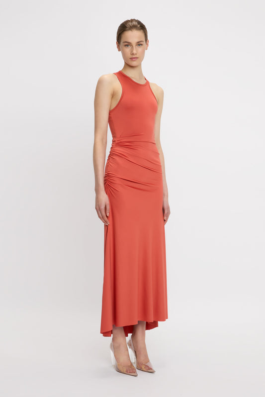 Asymmetric Tank Midi Dress In Paprika