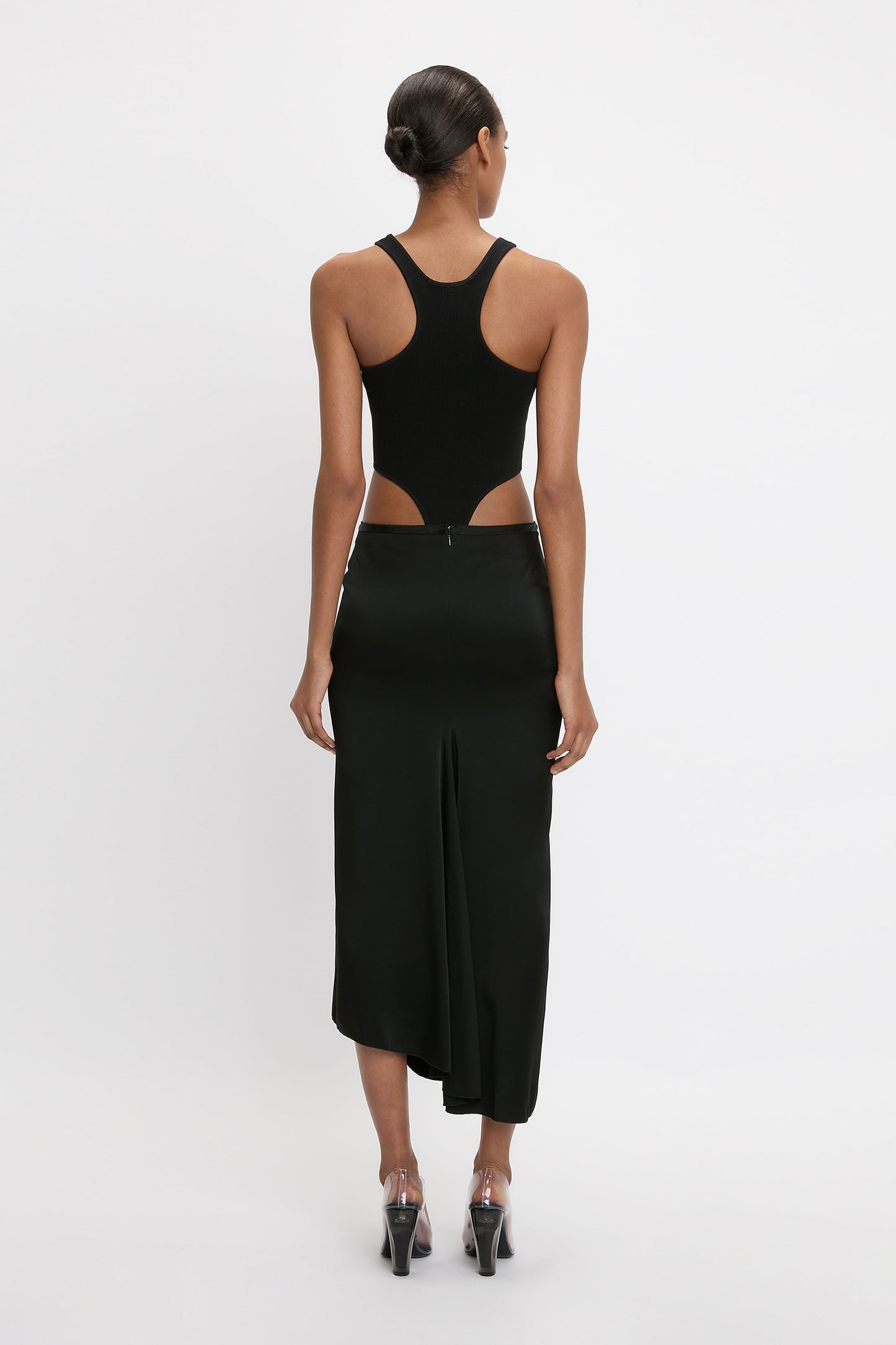 Draped Pleat Detail Skirt In Black