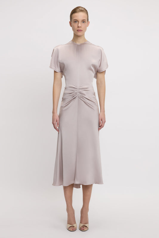 オールインワン・サロペット Victoria Beckham Blouson Detail Midi Dress Blouson Detail Midi Dress In Parakeet | Designer Dresses