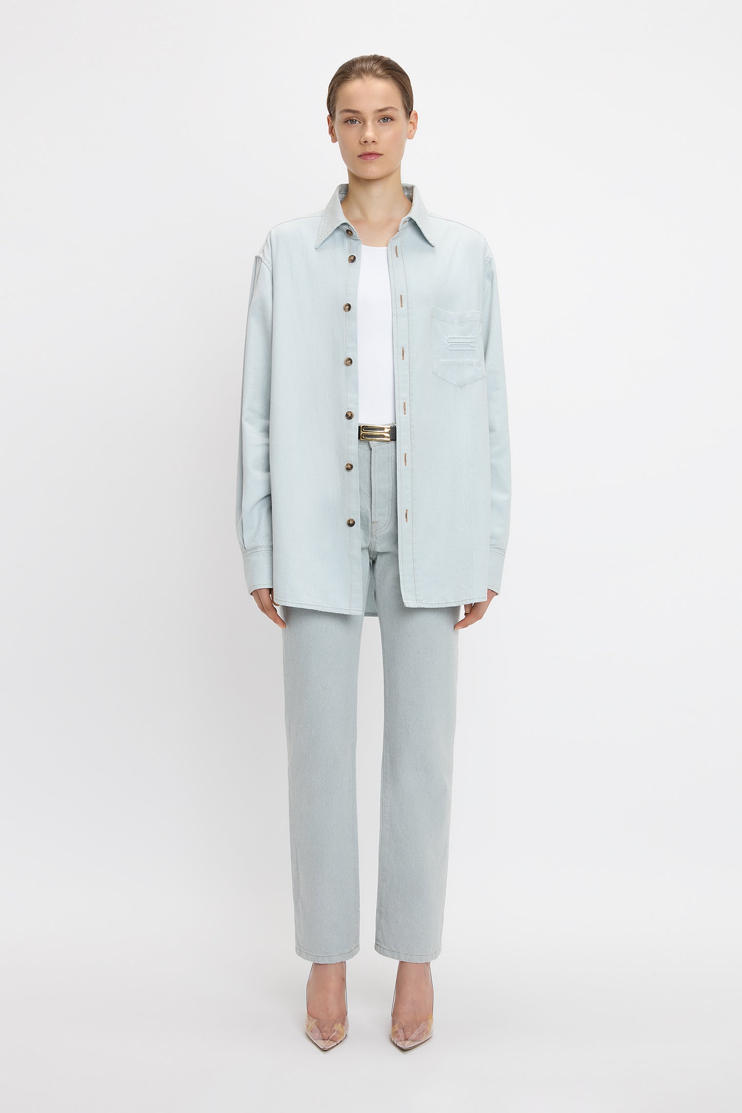 Oversized Men's Shirt In Light Azul