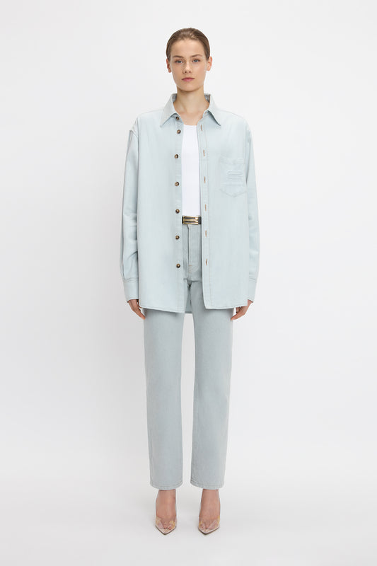 Oversized Men's Shirt In Light Azul