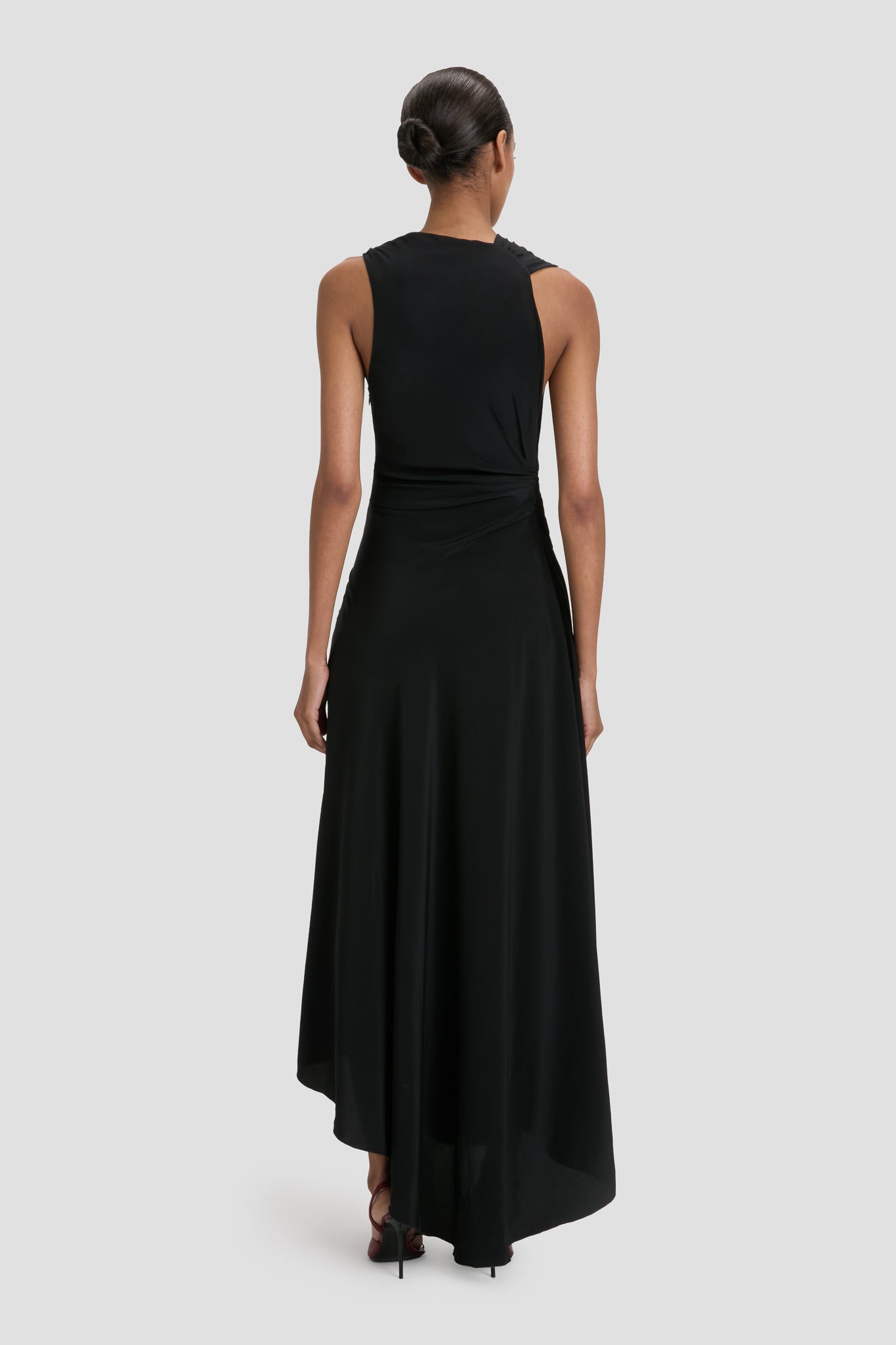 ワンピース VICTORIA VICTORIA BECKHAM Woman Dress Black 1124WDR005195B 1 Asymmetric Draped Midi Dress In Black | Designer Dresses