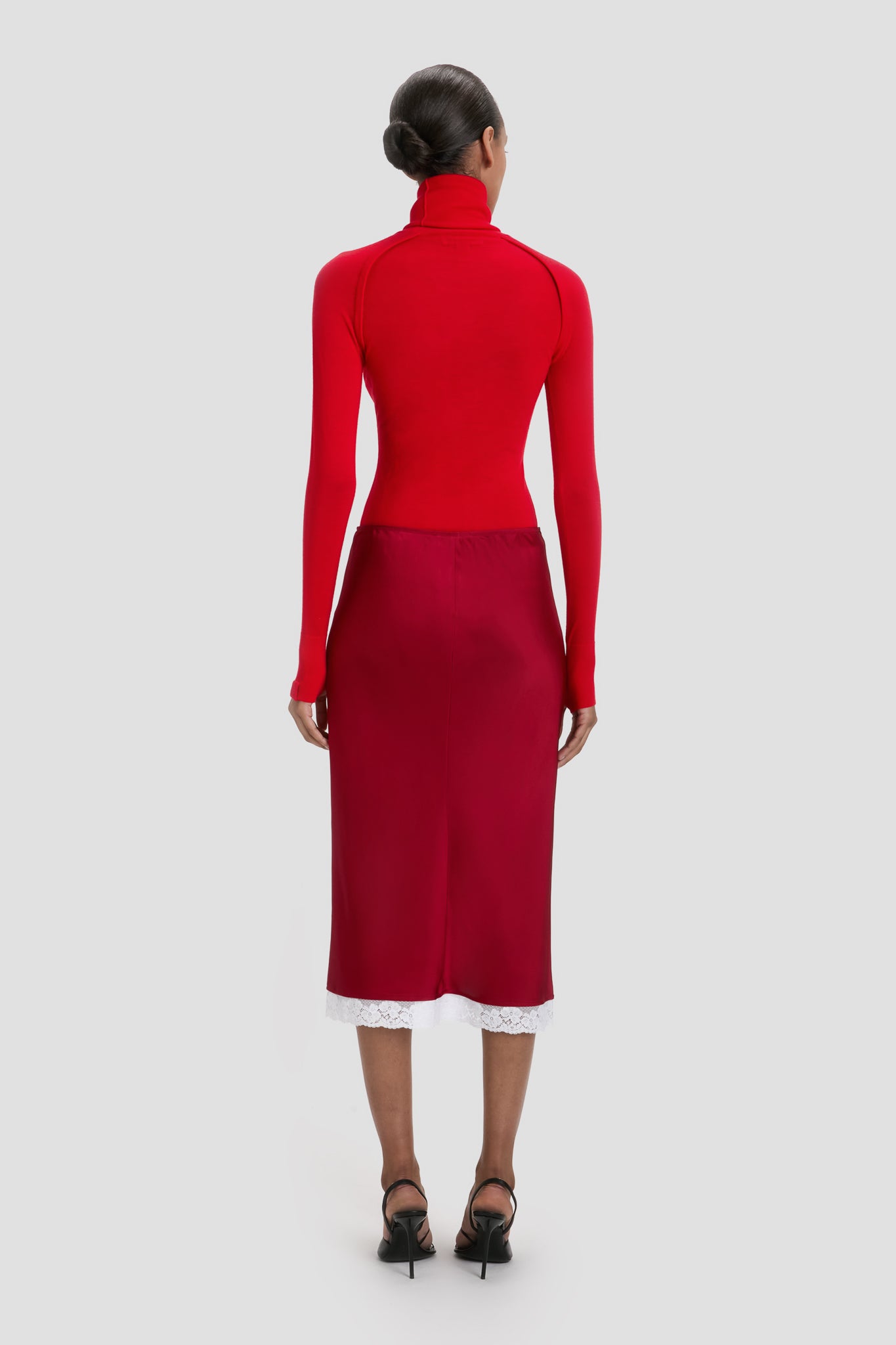 High Neck Top In Dark Bright Rose