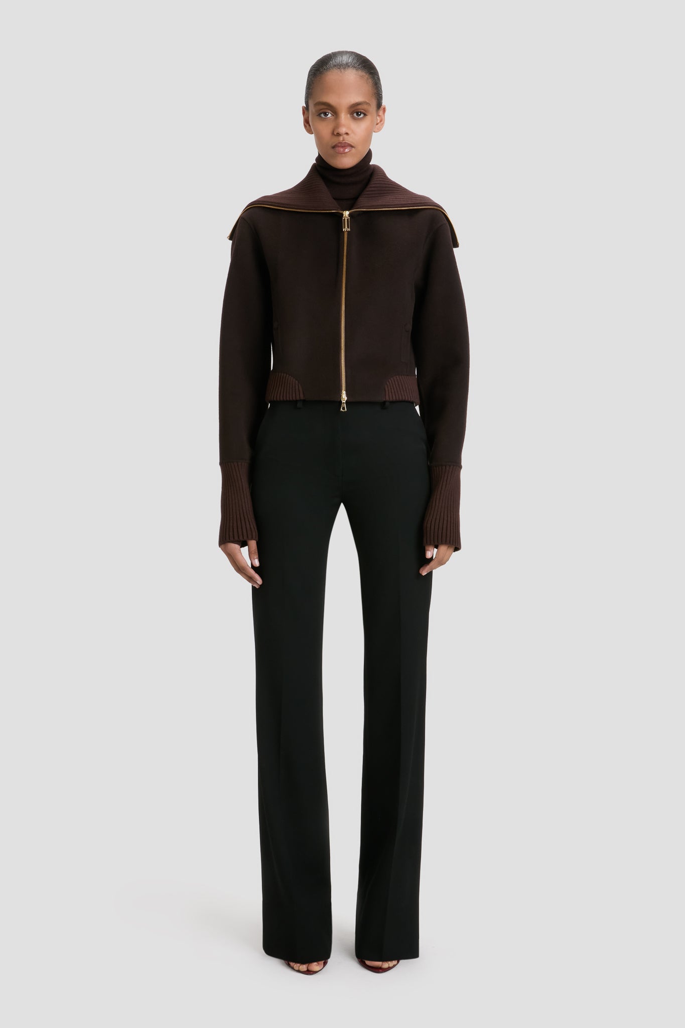 Victoria Beckham ダブルブレストジャケット ブラウン SS25 Asymmetric Double Layer Jacket In Fawn | Victoria Beckham