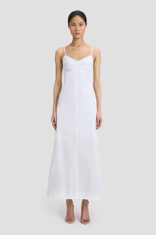 Cami Fit And Flare Midi Dress In White