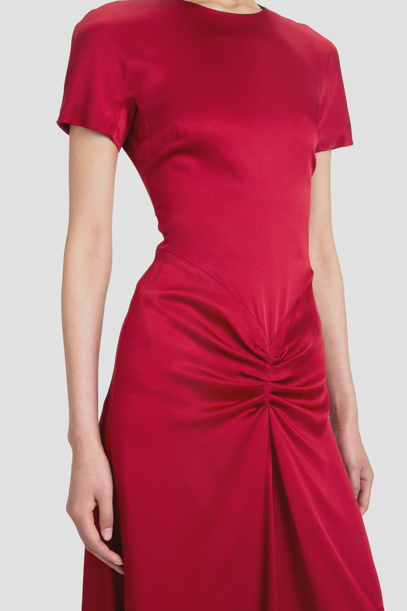 Gathered Detail T-Shirt Midi Dress In Rose | Designer