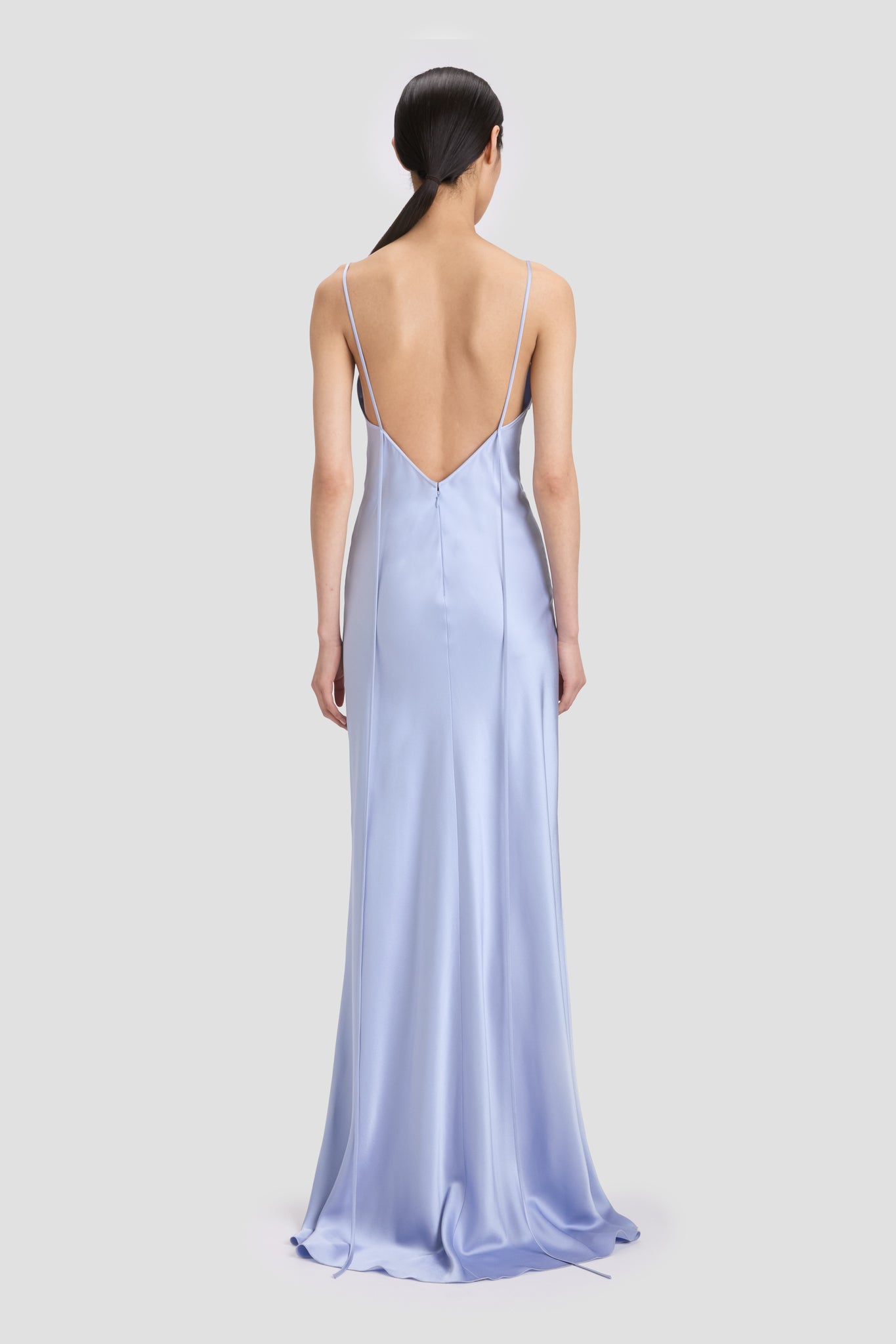 【VICTORIA BECKHAM】 Cut-Out Cami Floor-Length Dress In Delphinium Blue