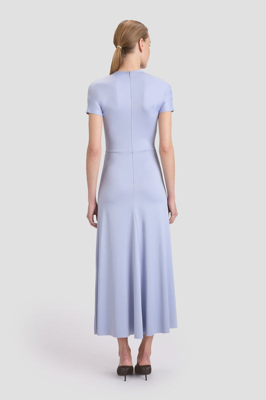Long Sleeve Knot Detail Jersey Gown In Black-Iceberg