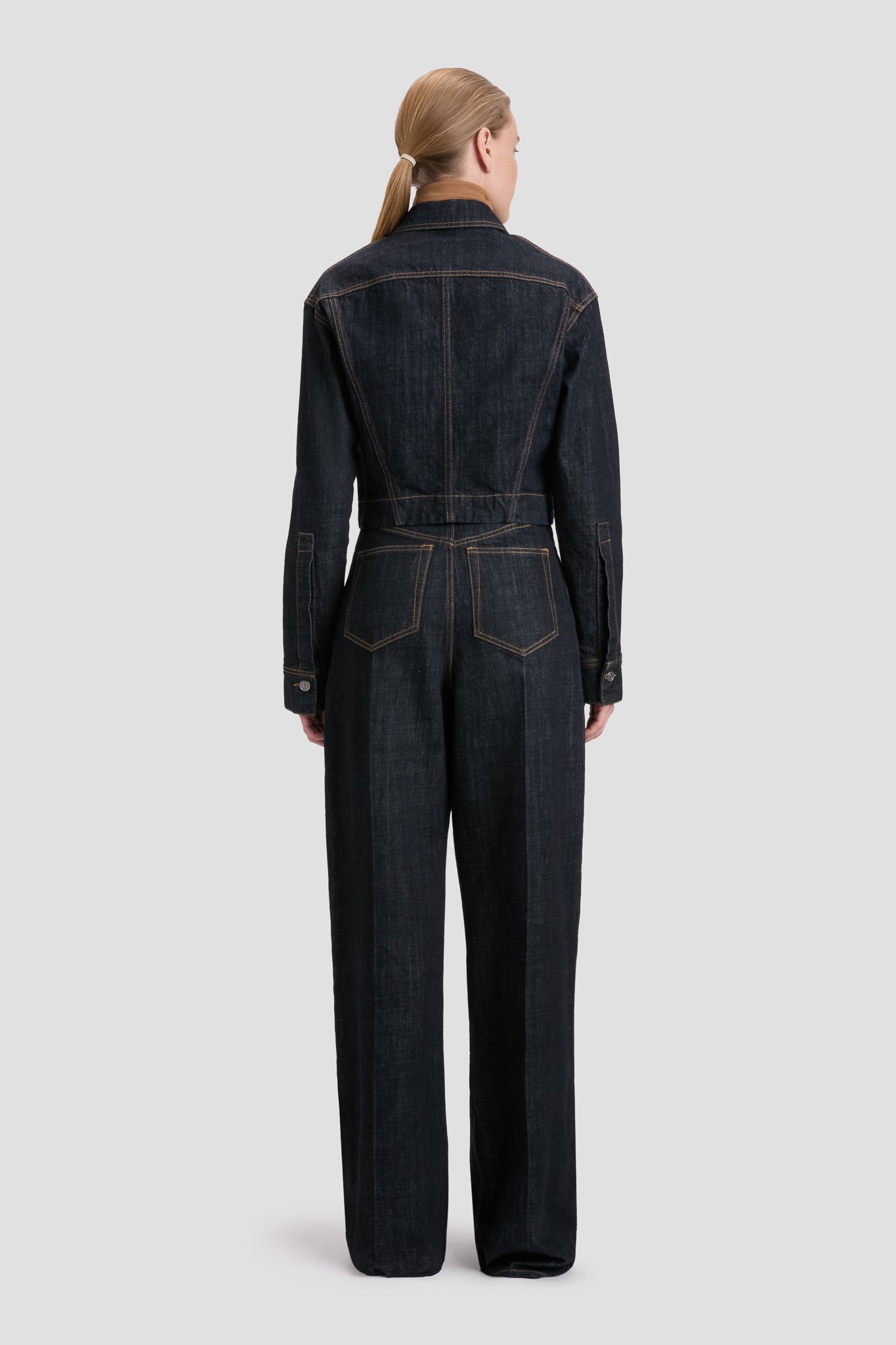 High Waisted Cinched Jean In Indigo Rinse