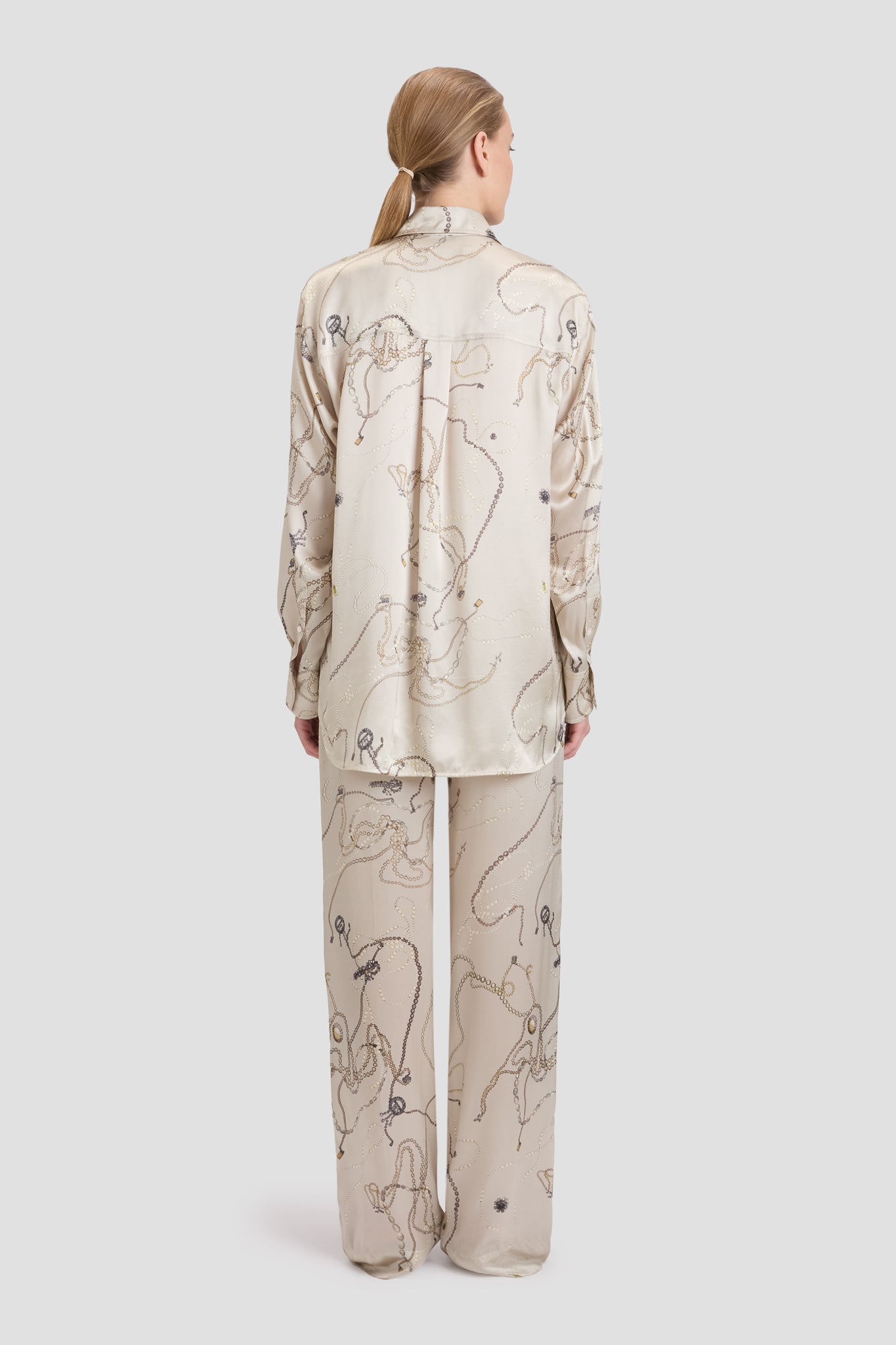 Pyjama Trouser In Pumice Jewellery Print – Victoria Beckham Inc