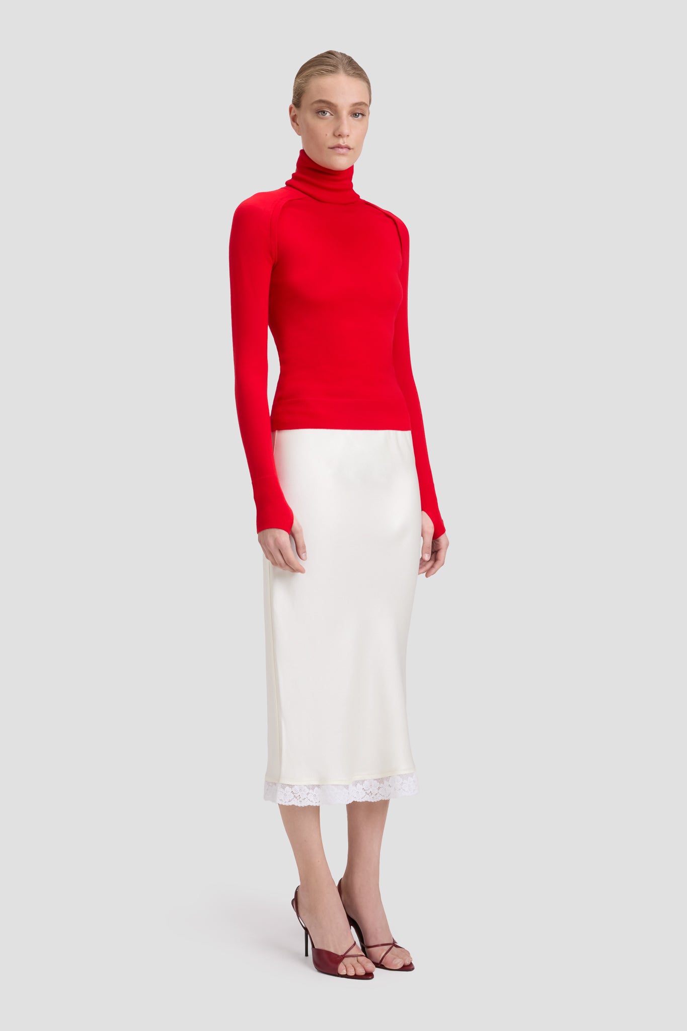 Lace Trim Slip Skirt In Ivory – Victoria Beckham Inc