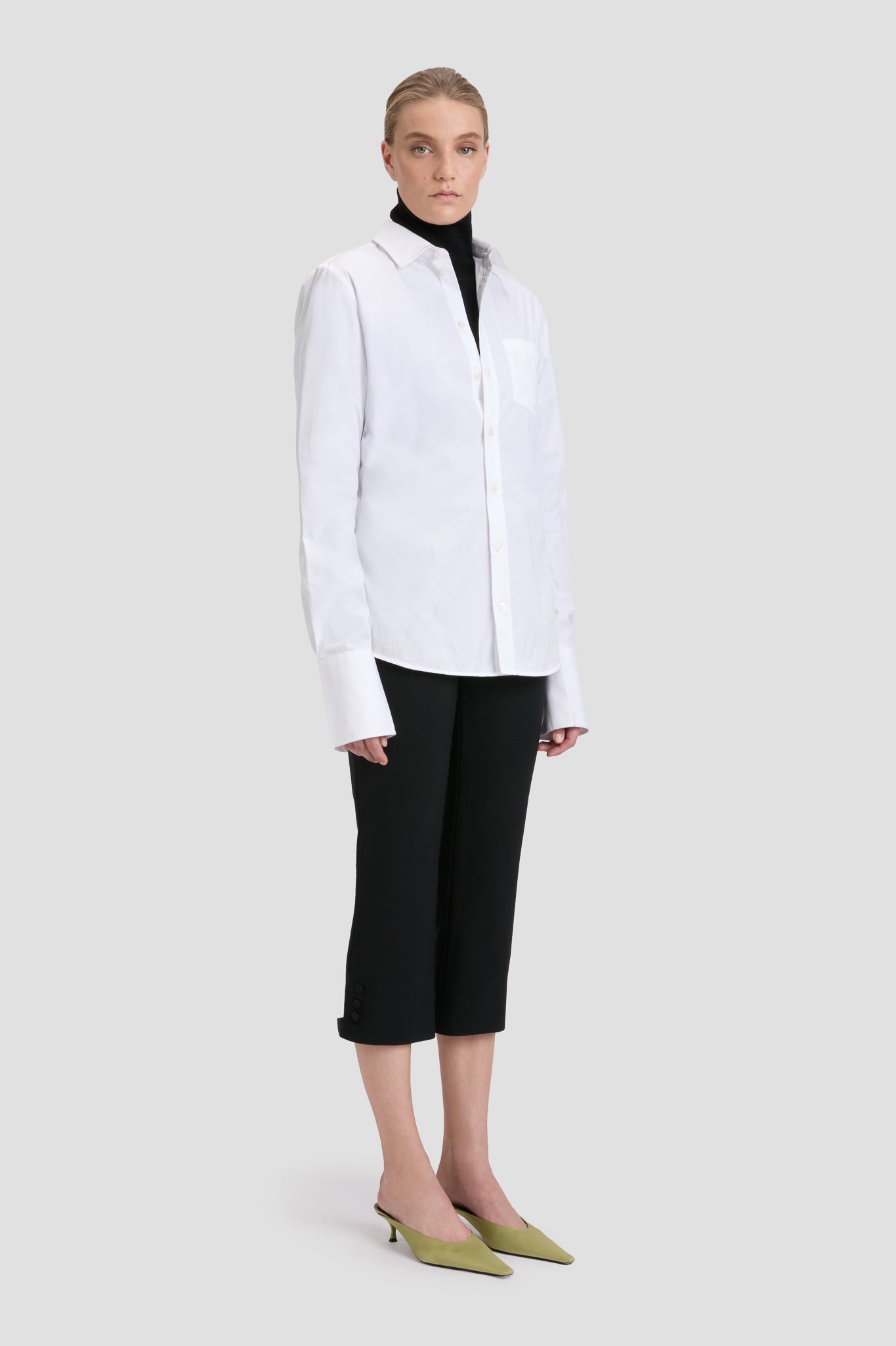 Tab Detail Cropped Trouser In Black