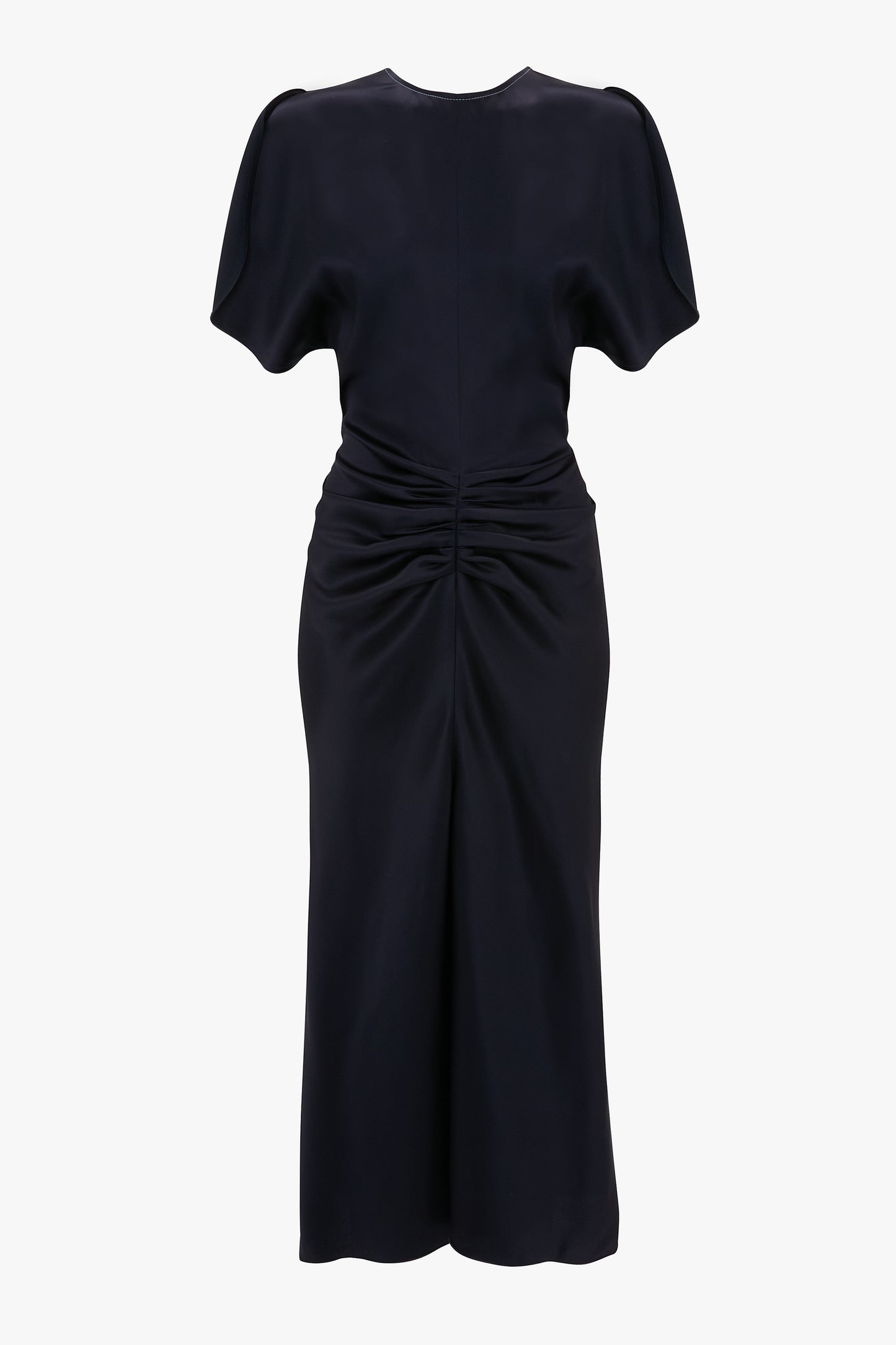 VICTORIA BECKHAM ギャザーミディドレス Gathered Waist Midi Dress In Midnight – Victoria Beckham Inc