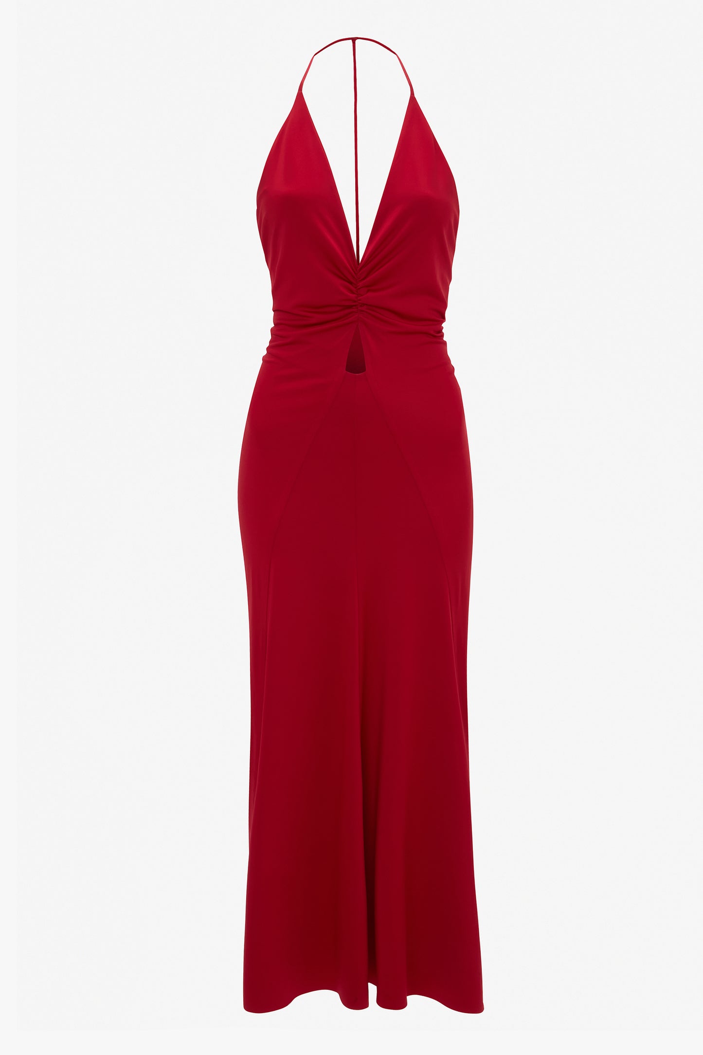 V-Neck Ruched Cami Midi Dress In Rose