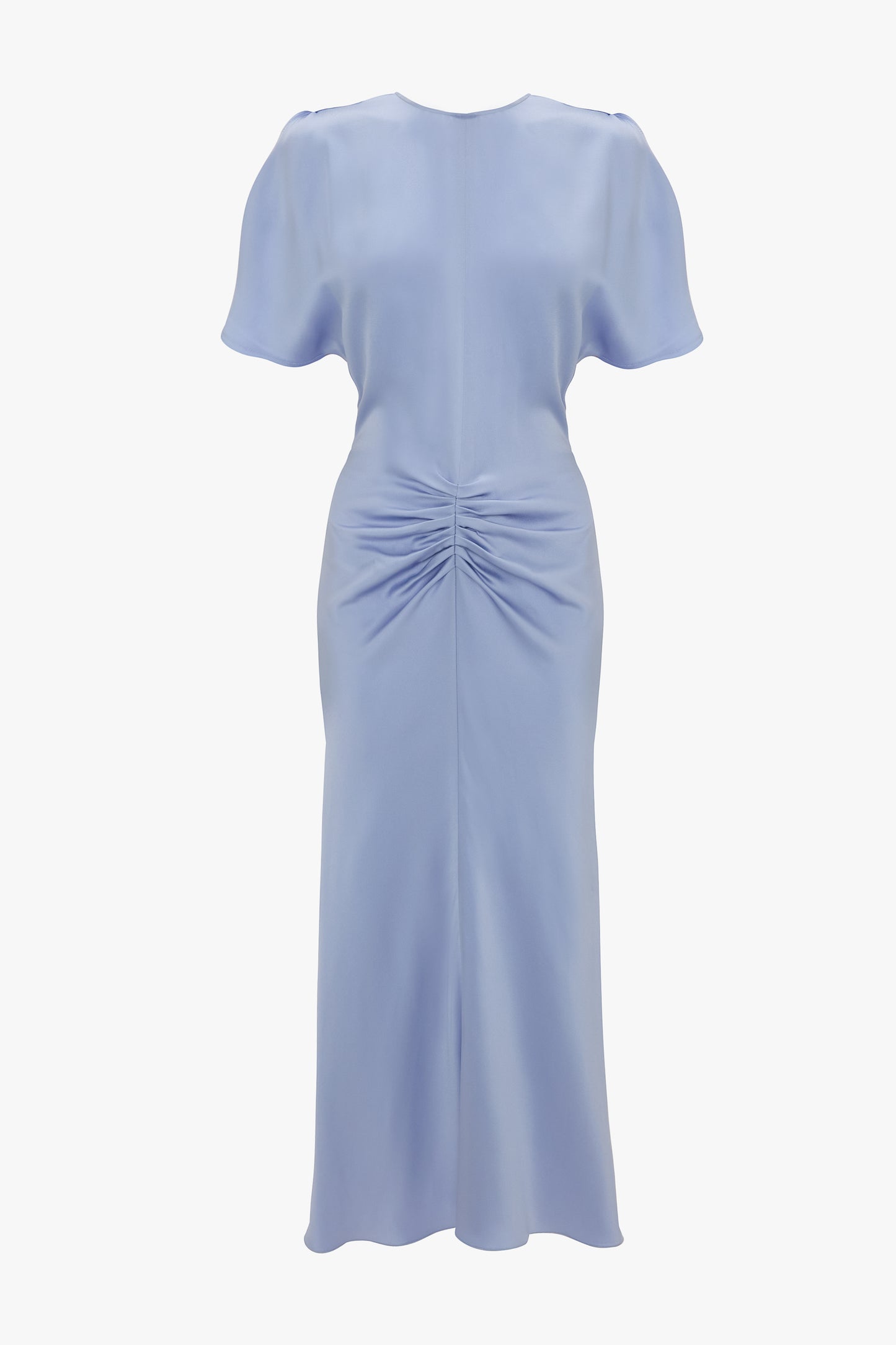 Gathered Waist Midi Dress In Delphinium Blue