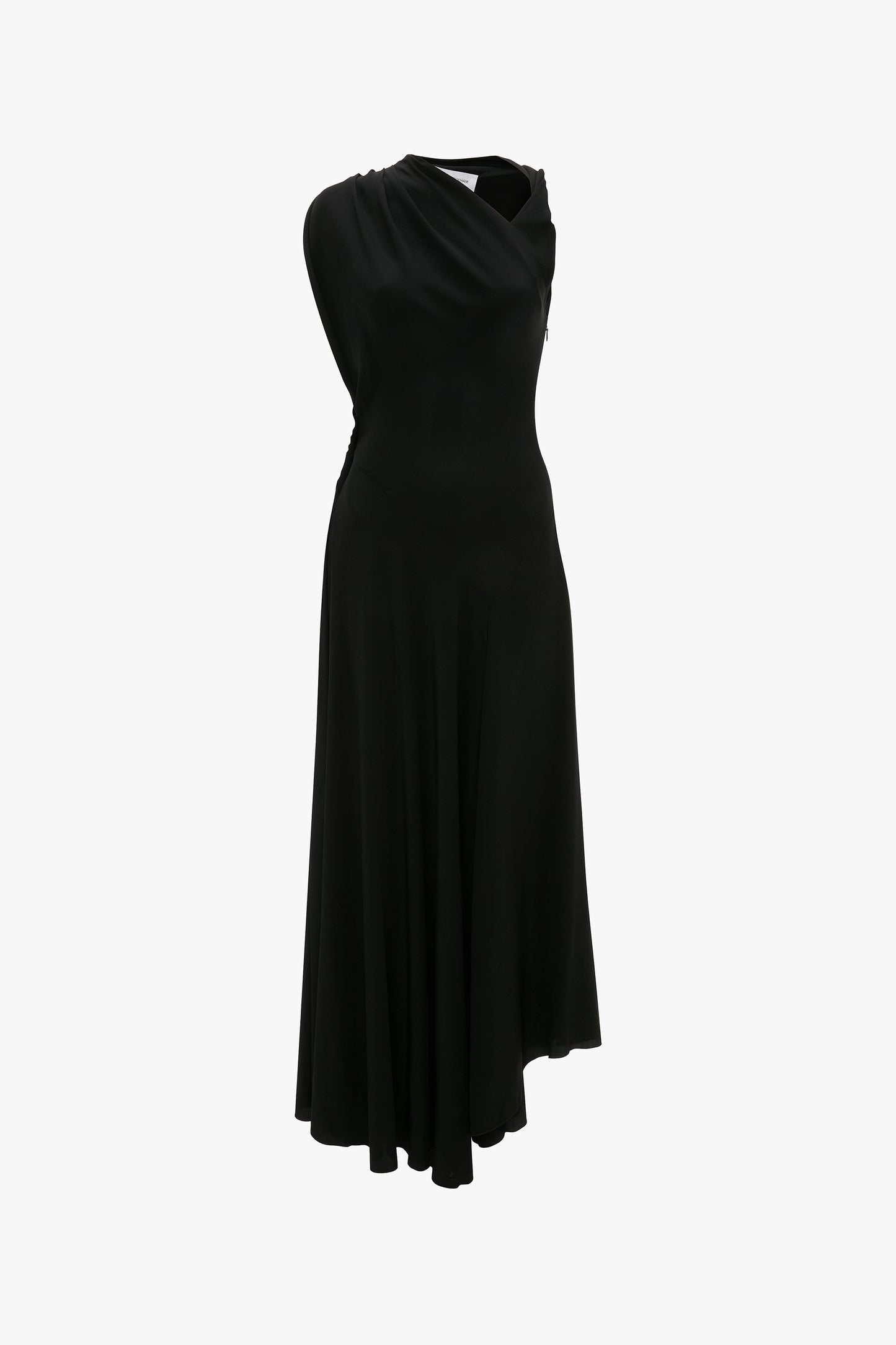 Sleeveless Draped Midi Dress In Black