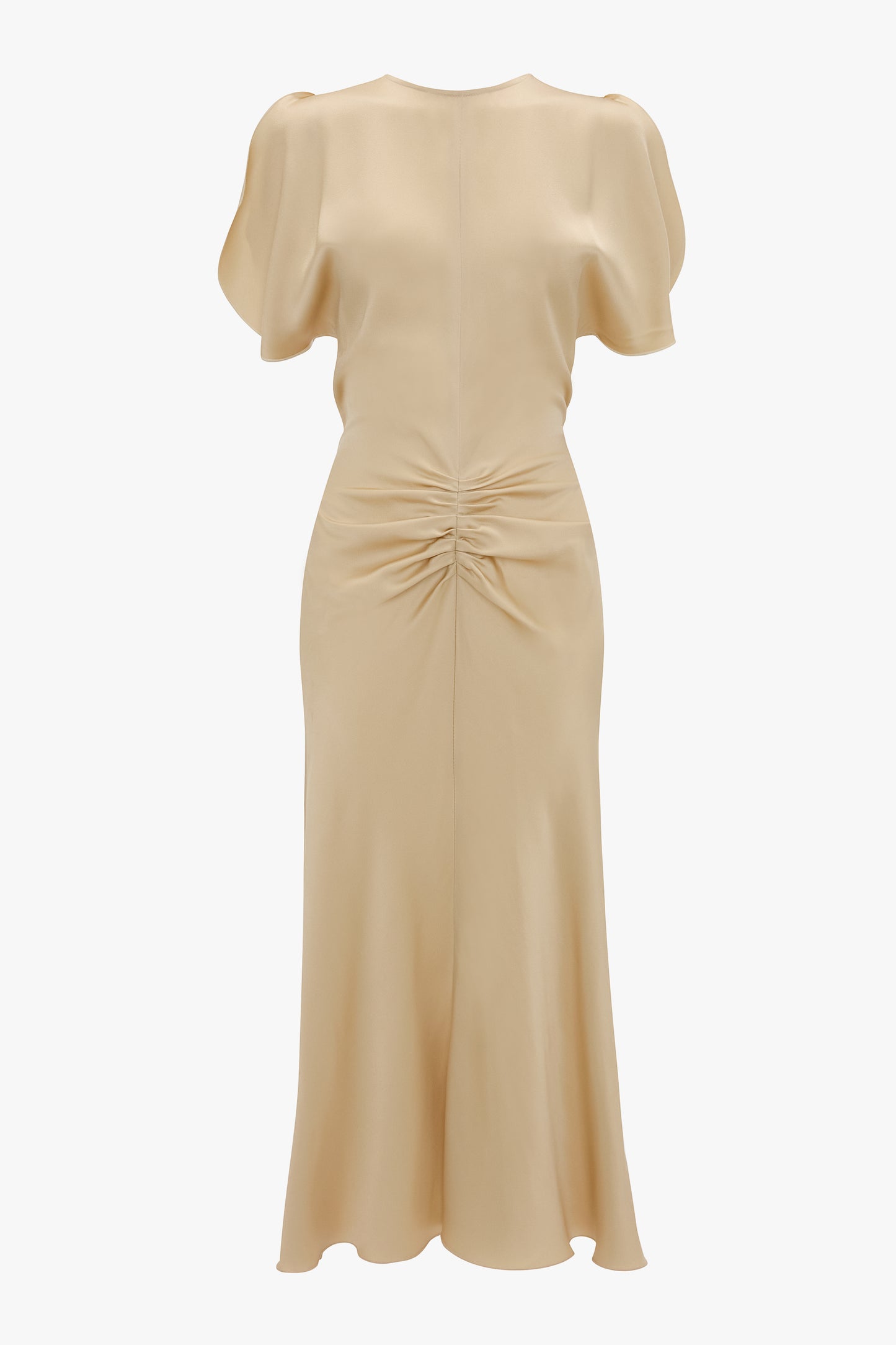 Gathered Waist Midi Dress In Macadamia