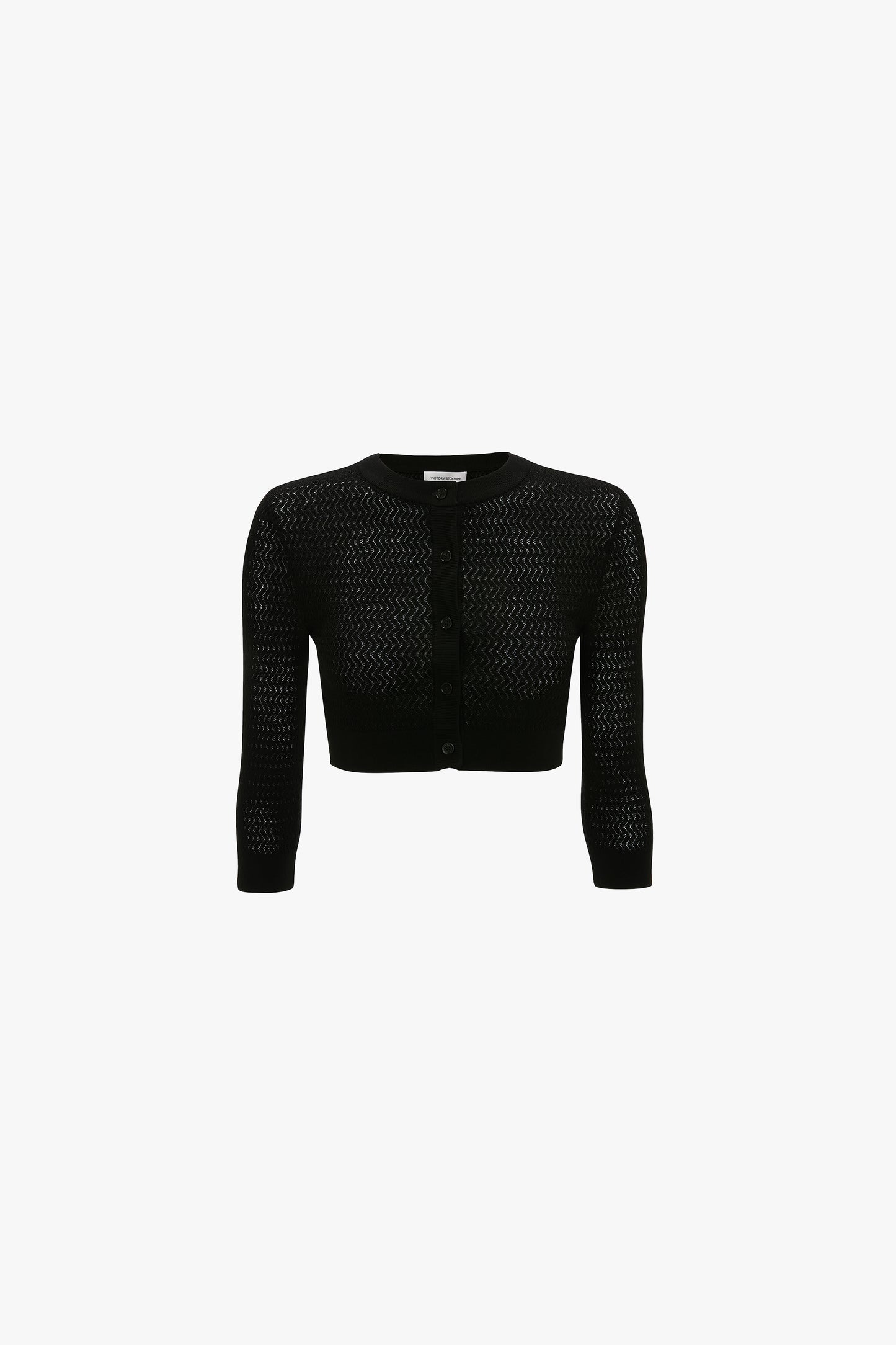 Cropped Sleeve Cardigan In Black