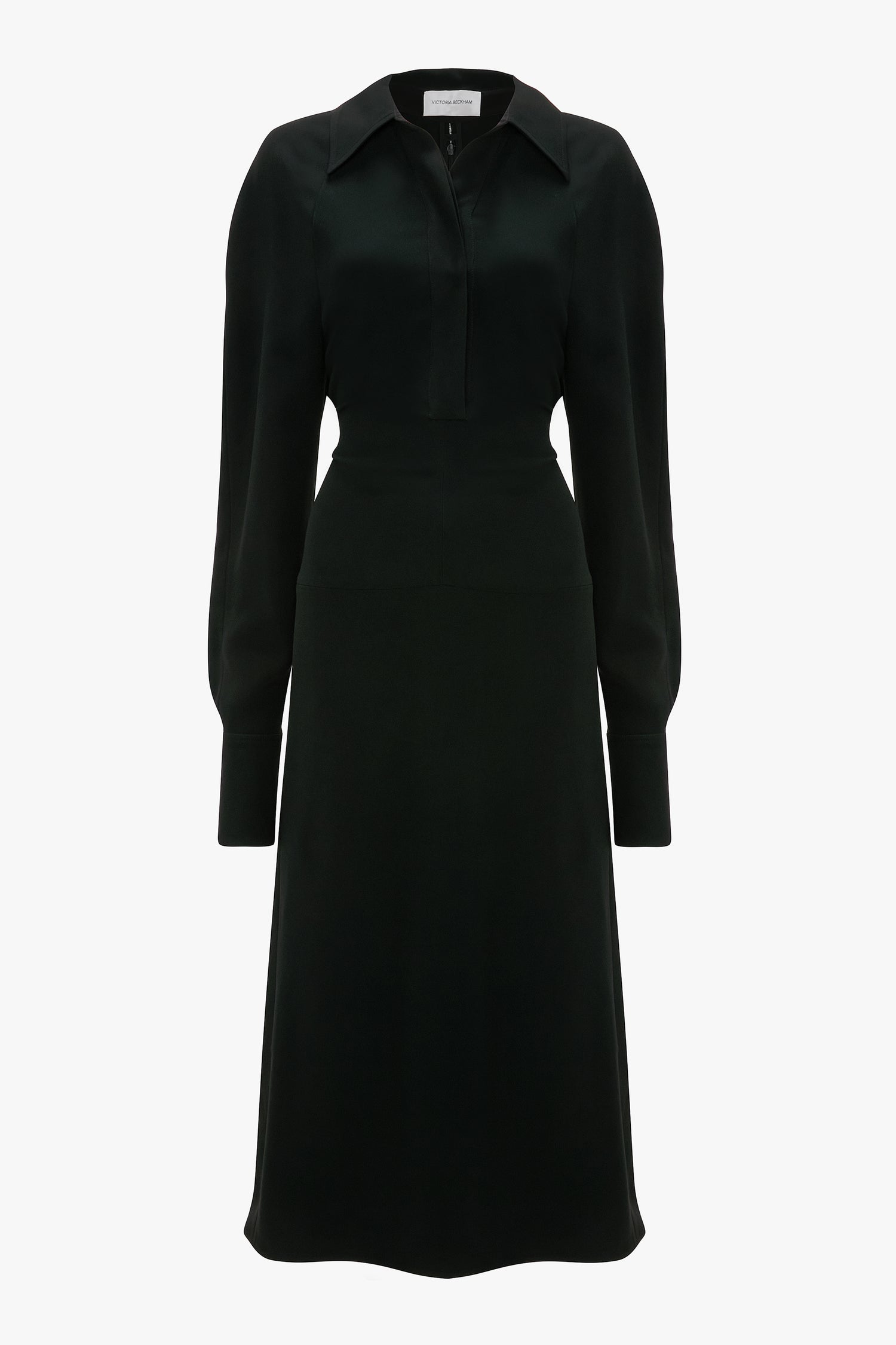 ワンピース Victoria Beckham 'Long Sleeve Polo Collar Midi' dress Long Sleeve Polo Collar Midi Dress In Black – Victoria
