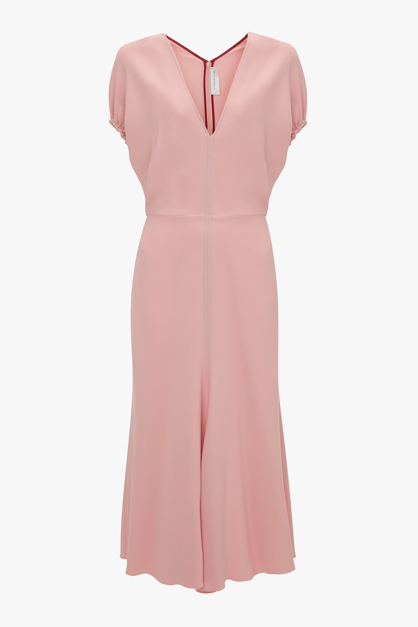 Blouson Detail Midi Dress In Antique Pink