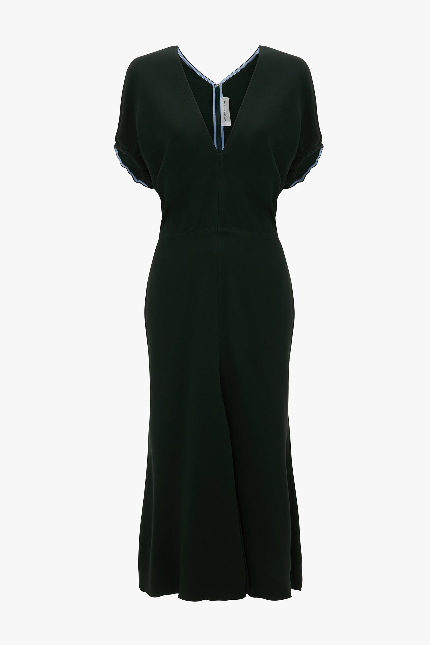 ワンピース Victoria Beckham BLOUSON DETAIL MIDI DRESS Blouson Detail Midi Dress In Dark Pine | Designer Dresses
