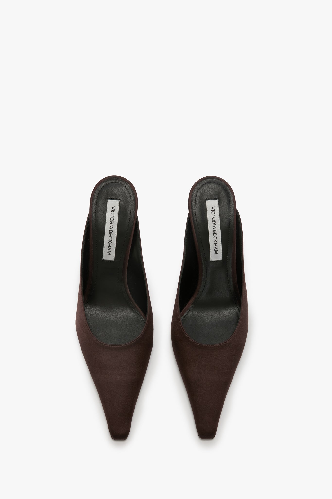 Sloan Stiletto Mule In Dark Brown Satin