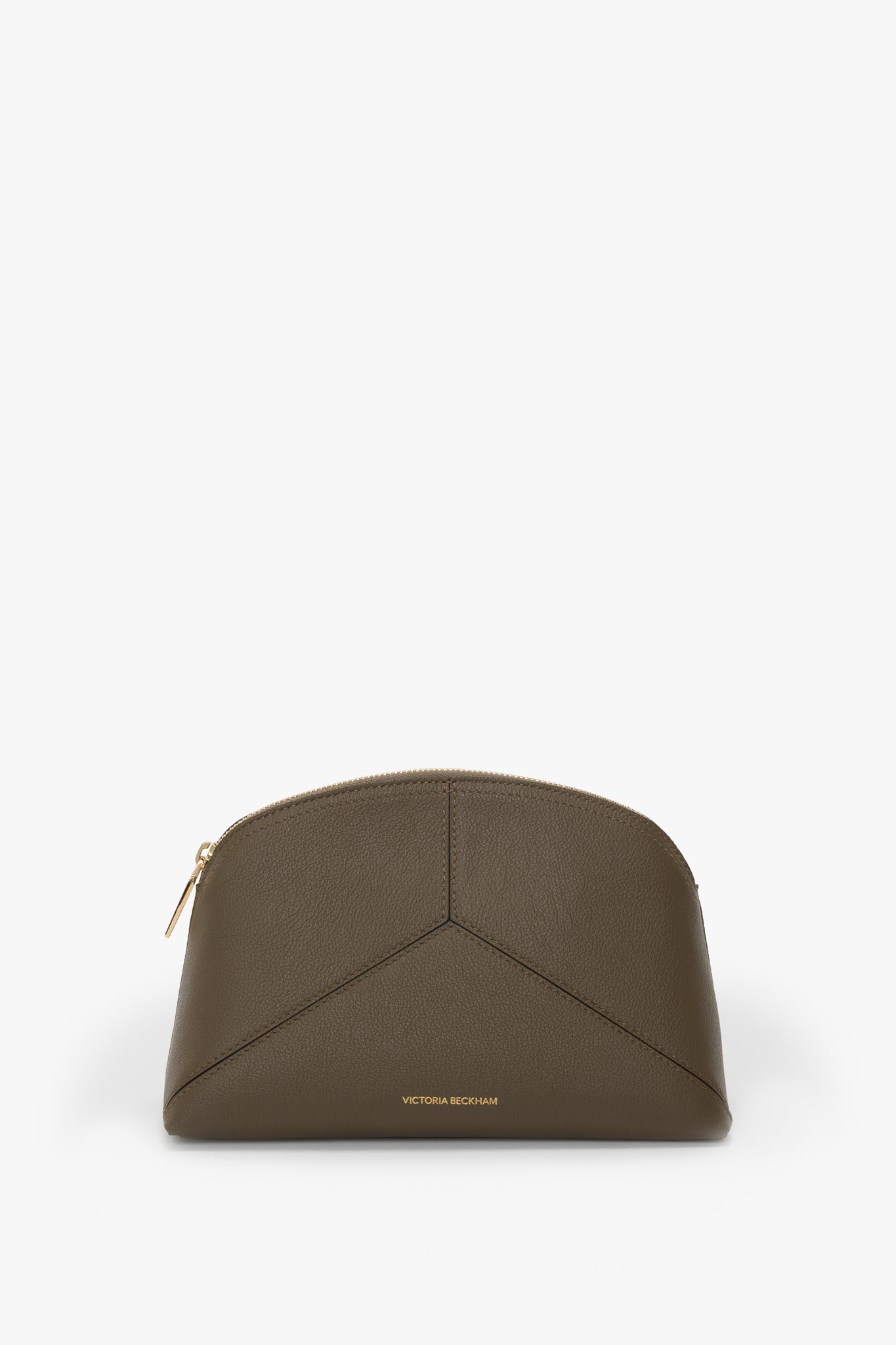 Victoria Large Pouch In Khaki Soft Grained Leather