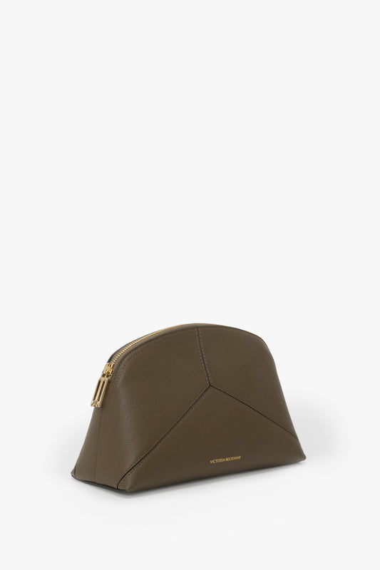 Victoria Large Pouch In Khaki Soft Grained Leather